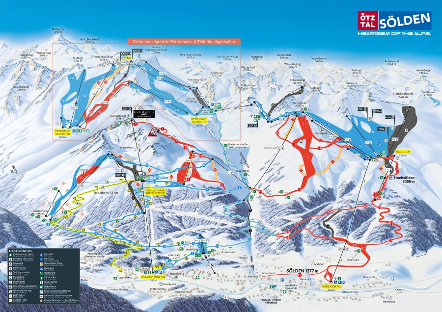 Pistekaart van Sölden - Ötztal Arena.